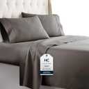 HC COLLECTION Bed Sheets Set Queen with 2 Pillowcases, Hotel Luxury Platinum 1800 Series Brushed Microfiber Deep Pocket Fitted Sheet, Fade Resistant Ultra Soft 4 Pcs Bedding for Hot Sleepers, Gray