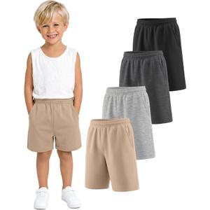 4 Pack Toddler Boys Athletic Shorts | Baby Boys, Wide Leg, Basketball, Soccer Shorts, with Pockets, Summer Clothes, Sports, Playwear, Daily Wear