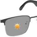 Smart Glasses with Open Ear, Photochromic Lenses, Polarized Sunglasses Bluetooth, Voice Assistant, Mic Speakers for Men Women Bluetooth Glasses, Hands-Free Listening Voice Control(Silver)