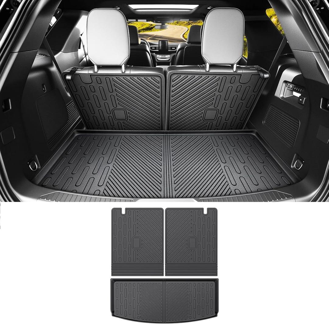 Cargo Liners for 2020-2025 2026 Ford Explorer 6&7 Passenger Trunk Mat with Seat Back Cover Accessories, All Weather Rear Cargo Mat Backrest Protector