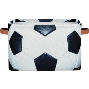 Collapsible Storage Bin 15x11in Sport Soccer Ball Easter Storage Basket for Shelves, Dog Toy Organizing