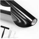 rabbitgoo One Way Window Privacy Film with Kit Window Tint for Home UV Heat Blocking Static Cling Sun Blocker Light Darkening Reflective Mirror Covering See Out Not in 17.5 in X 9.8 Feet Black Silver
