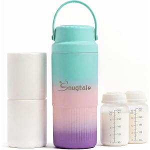 22oz Portable Breast Milk Cooler Bottle Milk Cooler for Breastmilk, 24H+ Cooling, with 2 BPA-Free Bottles with Measurement Marks, Travel Essential for Outdoor Breastfeeding & Pumping
