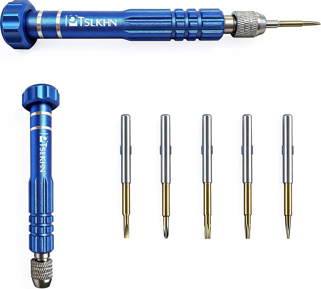 5-in-1 Multifunctional Small Screwdriver, PTSLKHN S2 Steel Magnetic Screwdriver Kit for Eyeglass, Sunglasses, Electronics, Cellphone, Jewelry and More
