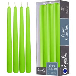 Hyoola Tall Taper Candles - 10 Inch Lime Dripless, Unscented Dinner Candle - Paraffin Wax with Cotton Wicks - 8 Hour Burn Time (Pack of 12)
