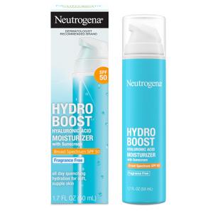 Neutrogena Hydro Boost Hyaluronic Acid Face Moisturizer with Sunscreen, Broad Spectrum SPF 50, Fragrance Free Facial Moisturizer to Hydrate & Soothe Dry Skin, 1.7 fl. oz, BBD 01/2027