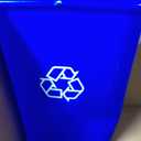 Amazon Basics Rectangular Commercial Office Wastebasket, Easy to Clean, Lightweight, 10 Gallon, Blue, Recycle Logo