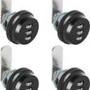 JMIATRY 4 Pack Combination Cam Lock 3/4 Inch Cylinder Password Coded Locks Combi-Cam Lock for Cabinet Drawers Cam Locks Combination, Black