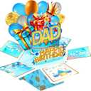 3 x Asmallgf Dad Birthday Card GiftsFunny 3D Pop up Birthday Card for Dad from Daughter SonExplosion Box Greeting Card with Cake, Balloons & Gifts
