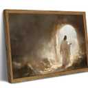 Framed Jesus Wall Art, Christian Jesus Resurrection Paintings Wall Decor, Leaves the Tomb Pictures Canvas Prints Religious Home Decor for Living Room Bedroom Church Prayer Room 16x24 inch