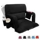 Stadium Seats with Back Support ,Wide Stadium Chairs with Back and Cushion, Sofa Style Bleacher Chairs, 6 Reclining Positions, Extra Thick Bleacher Seat for Sports Events( Black-1 Pack, Wide|25")