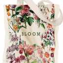 5 x Aesthetic Heavy Canvas Tote Bag with Pocket for Women, Cloth Gusseted Totes Bag with Pattern for Shopping (Bloom)