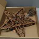 Rattan Natural Star Christmas Tree Topper - Rustic Farmhouse Xmas Treetop with 50 Warm LED Lights for Indoor Christmas Tree Decorations Holiday Seasonal Decor