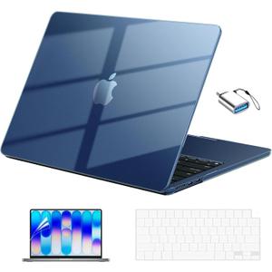 EooCoo for MacBook Neo Case 13 inch 2026 Model A3404 with A18 Pro Chip, Scratch Resistant Protective Hard Shell Case & Keyboard Cover & Screen Film & Type C, Crystal Indigo