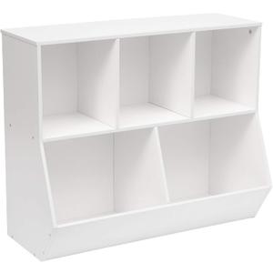 HOOBRO Kids Bookshelf, Bookcase Footboard, Toy Storage Cubby, Children's Toy Shelf, 35.4" L Storage Cabinet, Fit for Children's Room, Playroom, Hallway, Kindergarten, White WT32CW01, 35.4"L x 11.8"W x 29.5"H