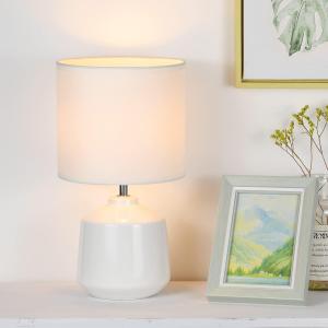 Lampwell Lena Off White Small Table Lamp for Living Room as Bedside Table Lamp for Bedroom,Modern Kids Night Ceramic Table Lamp,7.09H12.99IN,Bulb Excluded