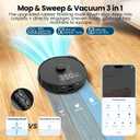 T20+ Robot Vacuum and Mop Combo Self-Emptying, 6,000Pa Suction Robot Vacuum Cleaner, 75-Day Hands-Free, Home Mapping, APP/Remote Control, 180Mins, Robotic Vacuum for Pet Hair, Carpet, Hard Floor