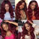 Body Wave Human Hair Bundles Color T1B/99J Ombre Black to Burgundy 26 28 30 Inch Brazilian Virgin Remy Hair Extensions 12A Grade 3 Bundles Bouncy Wavy Weave for Black Women