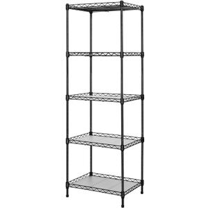 5-Tier Wire Shelving, 11.8x15.7x63in, Black - Heavy Duty Shelf - Kitchen Storage Shelves