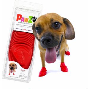 PawZ Rubber Dog Boots for Small Paws - All-Weather Waterproof Dog Shoes, Anti-Slip Traction for Rain, Snow, Mud & Hot Pavement - Pull-On Dog Booties, Red - Small (2"-2.5") - Pack of 12