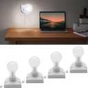 Battery Operated Light Bulb with Pull Chain, 4Pack Wireless Stick-Up LED Closet Light Bulb, Self Adhesive Wall Mounted Light Fixture for Cabinet Bedroom Living Room Kitchen, Clear Cover