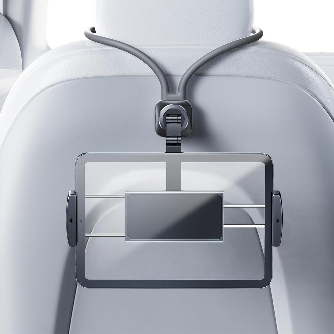 Car iPad Tablet Holder Back Seat Accessories for Tesla/Sport/Performance Seats, Rear Headrest Tablet Hanger Mount for Kids/Adults, Road Trip Essentials with Car TV/Entertainment Gadgets