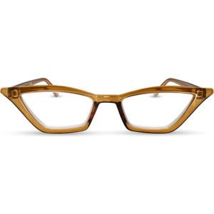 2SeeLife Premium Cat Eye Reading Glasses for Women Narrow-Medium Fit, Sturdy Frame, Spring Hinges, Stylish Funky Readers, Amber Green, +1.00