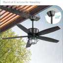 Fanbulous 52" Outdoor Ceiling Fans with Lights and Remote Control,IP65 Wet Rated Waterproof Ceiling Fan with 6-Speed DC Motor, Farmhouse Gazebo Fan for Porch Patios PavilionBlack