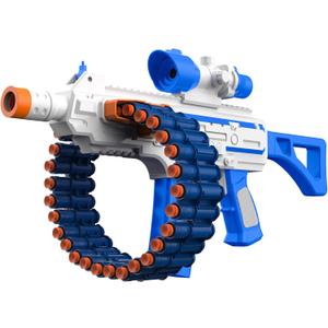Electric Automatic Toy, JakMean Toy Blaster with 30 Dart Clips and 100 Foam Darts, Outdoor Shooting Games Toys for 6-12 Year Old Boys & Girls Adults, Gifts for Birthday Xmas, Blue
