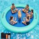Water Hammock Inflatable Floating Dock, Round Floating Ring Lake Floats for Adults, Heavy Duty Pool Float Raft for Ocean and Lake, 10FT