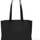 Work Tote Bags for Women 14 Inch - Work Bag Laptop Bag with Zip Compartments - Large PU Leather Office Computer Briefcase