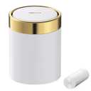 Mini Trash Can with Lid, Desktop Small Trash Can Recycling Bin Cute Metal Garbage Can for Tabletop Countertop Use,Stainless Steel 0.4Gal/1.5L Waste Bin for Office Parlor Car Bedroom,Swing Lid Open (White)