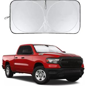 Windshield Sun Shade Window Sunshade for RAM 1500 2024 Windshield Cover for 2019-2023 Dodge RAM 1500 Truck 240T Reflective Sun Visor Protector Pickup,2Dr RegularCab,4Dr QuadCab Accessories