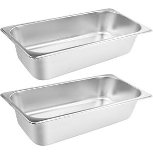VOISEN 2 Pack Hotel Pans,1/1 Size 6" Deep,Anti-Jamming Steam Pan,Commercial Stainless Steel Pan, Steam Table Pans Full Size