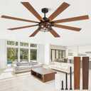 72 Inch Ceiling Fans with Lights, Farmhouse Ceiling Fan with Lights and Remote, Dual Finish 8 Blades Black Caged Rustic Ceiling Fans with 6 Speed Reversible Motor for Indoor/Covered Outdoor