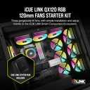 Corsair iCUE Link QX120 RGB 120mm Magnetic Dome RGB Fans - Triple Fan Starter Kit with iCUE Link System Hub - Black