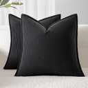 Corduroy Throw Pillow Covers 18x18 Set of 2 Boho Decorative Pillow Covers for Couch, Sofa, Bed Soft Square Cushion Covers for Living Room Decor (No Insert) Dark Gray