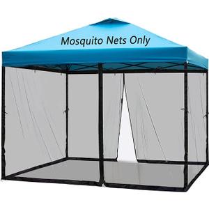 10x10 Mosquito Netting for Patio Camping Gazebo/Pop Up Canopy Tent,Double Door Side Screen Easy Installation Black（Only Mosquito Net No Frame） (Embedded 10x10)  