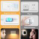 WILLED Rechargeable Night Lights, Warm White Motion Sensor Night Lights, Wireless Stair Lights Indoor for Stairway, Hallway, Kitchen, Closet, Cabinet, Bedroom, Kids' Room(8-Pack)