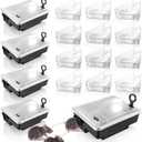 16 Packs Rat Station Box with Keys Includes 4 Large Rodent Rat Traps 12 Compact Mouse Station Mice Box for Outdoor Indoor Use Keeping Pets and Children Safe(Clear, Black)