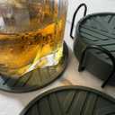 Silicone Coasters with Black Metal Holder, Set of 6, 4-Inch Diameter, Cup Mat for Drink, Stylish Home Decor, Deep Grey