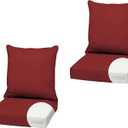 Arden Outdoor Foam Deep Seat Cushion, 2-Pack, 22x24, Premium High-Density Foam, Never Flattens, Weather-Proof for Patio Chair Sofa Couch, Ruby Red Leala
