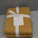 Levtex Home - Cross Stitch Ochre - Quilted Throw - 50x60in. - Cross Stitched Pattern - Reversible Pattern - Cotton Fabric