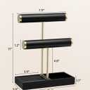 Vlando 2 Tier Bracelet Holder Organizer with Tray - Leather Jewelry Stand Organizer for Women - Jewelry Holder Display for Necklace, Watches, Rings, Earrings, Bangle, Scrunchie - Black