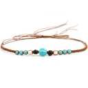 4 x Cowboy Hat Band for Women Men, Beaded Hat Band for Straw Hat Fedora Hand Made Replaceable Hat Band 2, Big Turquoise (Blue)