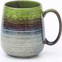 Large Coffee Mugs, Extra Large Ceramic Coffee Mug, 23 oz Handmade Pottery Mug, Big Tea Cups with Handle for Office and Home, Dishwasher and Microwave Safe (Light Green)