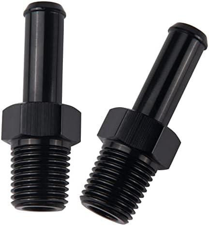 EVIL ENERGY 1/4" NPT Male to 3/8" Barb Fitting Adapter Straight Aluminum Black 2PCS