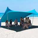 1010ft UPF50+ Beach Tent Sun Shelter, Windproof Stable Outdoor Pop Up Beach Shade Canopy for Camping, Fishing, Backyard Fun or Picnics, 2 Poles (Flaxen), 44x20x19CM