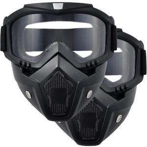 Paintball Mask Anti Fog,Airsoft Mask Full Face,Tactical Mask, Motorcycle Helmet Goggles with Removable Face Mask for Men Women (2Clear)