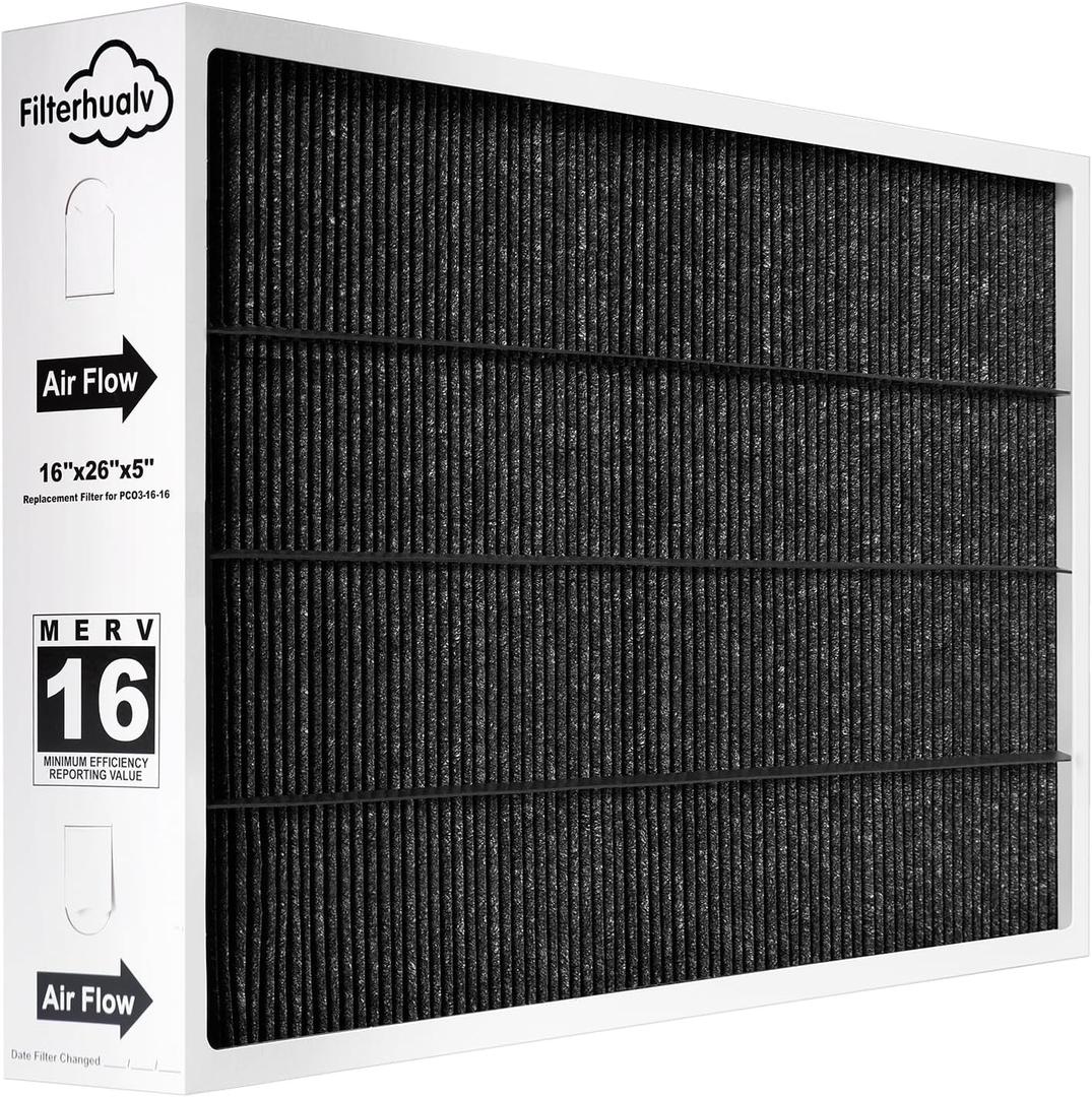 16x26x5 MERV16 Replacement Filter Compatible with PureAir PCO3-16-16 Air Purifier, Furnace Filter Compatible with Lennox 6605 MERV16 filter (1 Pack)